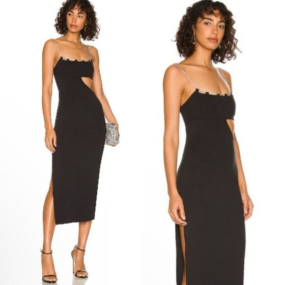 NWT Lovers and Friends Charlotte Midi Black Dress Revolve Size S - Picture 1 of 7
